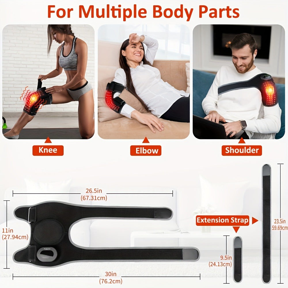 Red and Near-Infrared LED Knee Wrap with 660nm and 850nm Lights, Three Vibration Levels and Five Light Modes