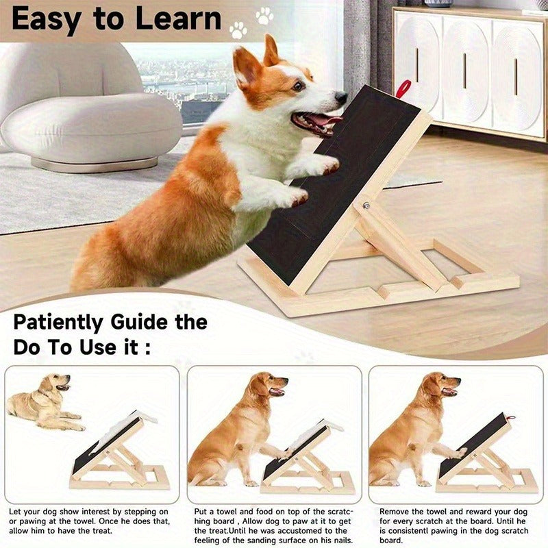Dog Scratch Pad for Nails – Adjustable 3-Angle (45–65°) Foldable Nail File Scratch Board, Includes 2 Sandpaper Sheets