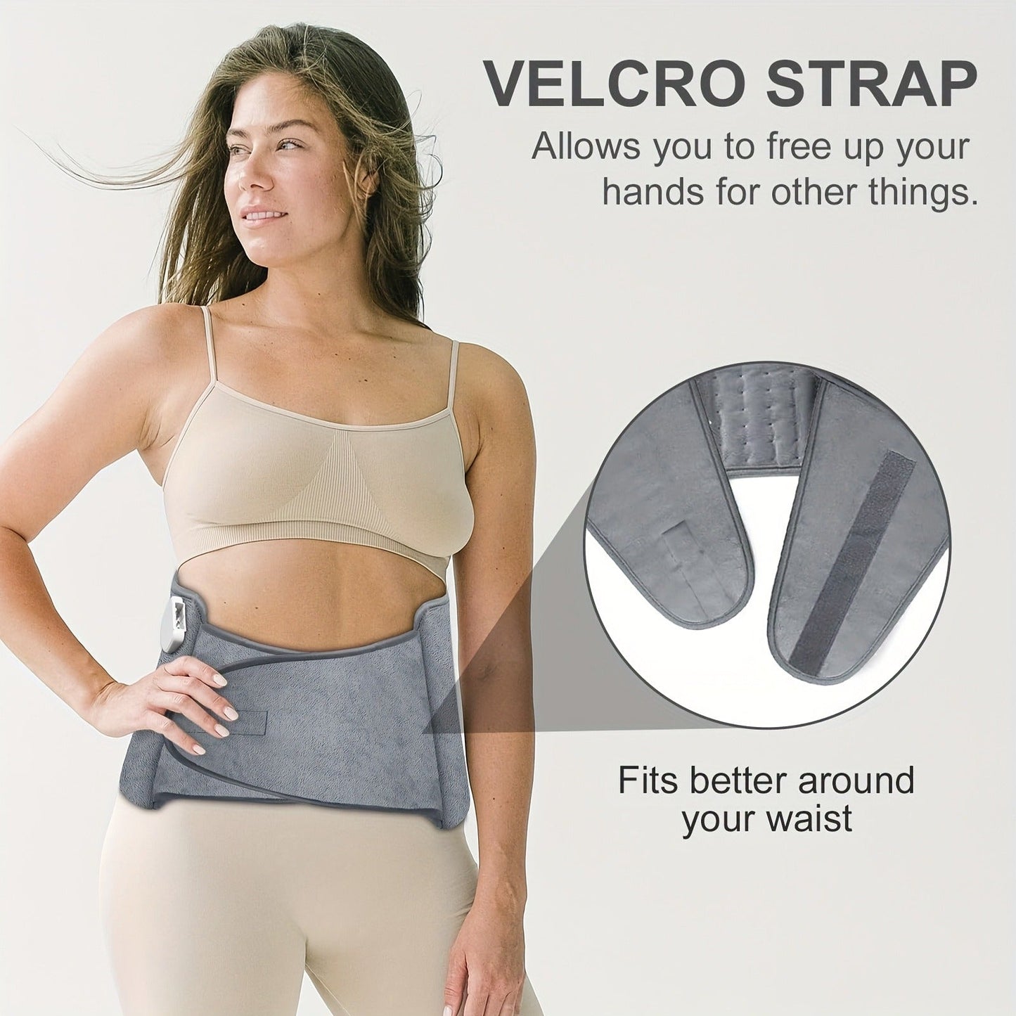 Wraparound Electric Heating Belt with Six Heat Levels, 1–6 Hour Timer and Adjustable Waist Straps in Gray or Purple