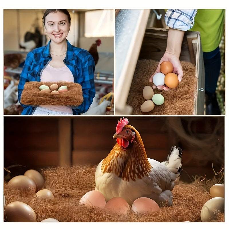 Chicken Coop Nesting Box Pads 12x12" – Natural Egg-Laying Bedding Material for Hen House, Reusable Nest Box Liner for Most Chicken Coops