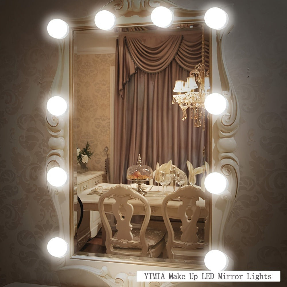 LED Vanity Mirror Light for Makeup, USB Powered 8-Bulb Mirror Lamp with 3 Color Temperatures, Adjustable Brightness & Spacing