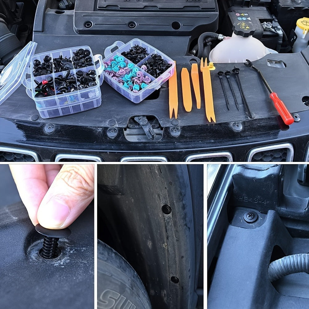 Car Bumper Screw & Rivet Repair Kit 725-Piece – Universal Plastic Clips, Nuts & Fasteners for Bumper, Wing & Interior Body Panels