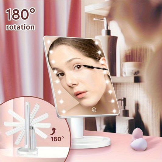 Lighted Vanity Mirror with 16 LED Bulbs, Hollywood Makeup Mirror, 180° Rotation, Touch Screen Brightness Control