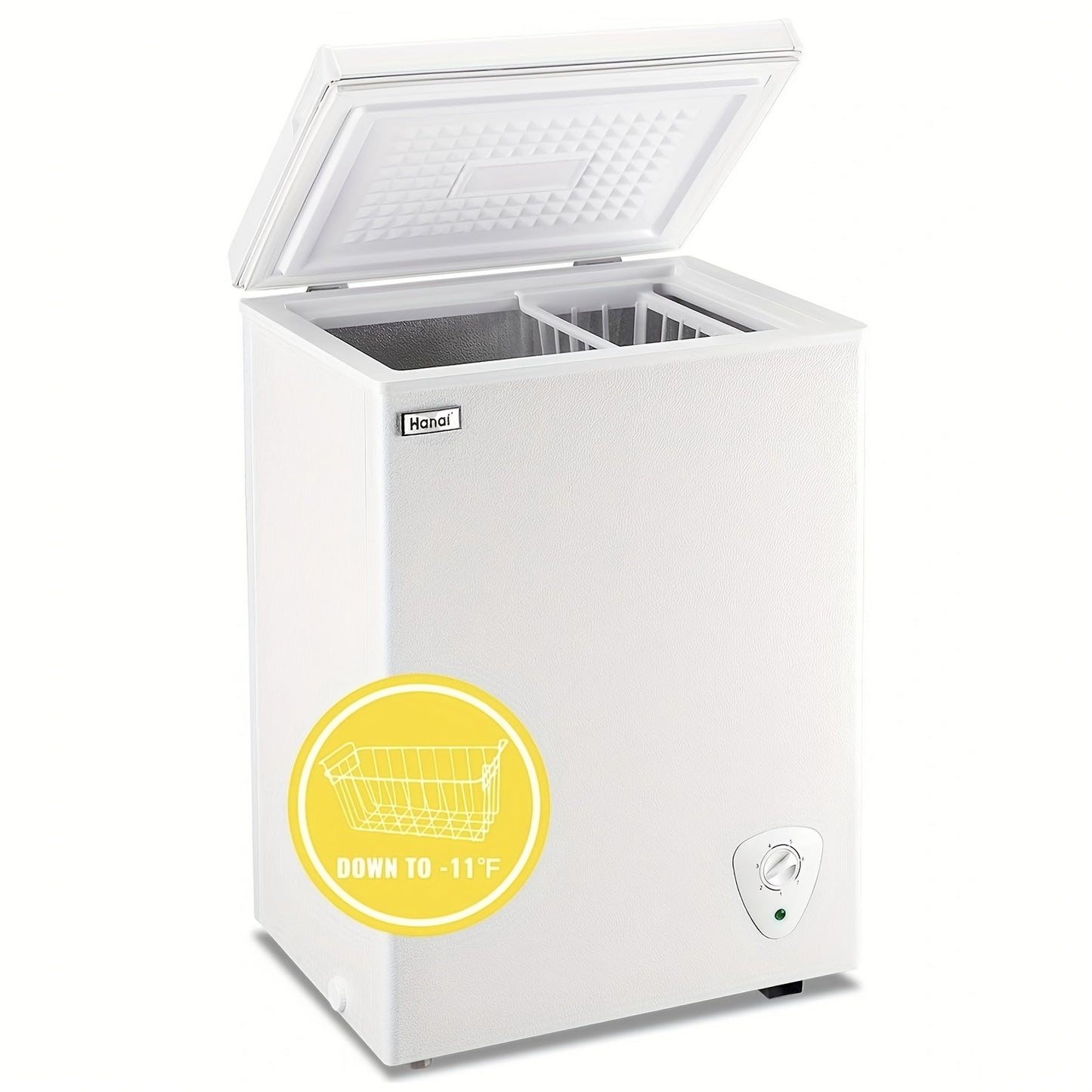 Chest Freezer, Compact Mini Deep Freezer with 7-Level Temperature Control (-11.2°F to 50°F), Low Noise R600a Compressor