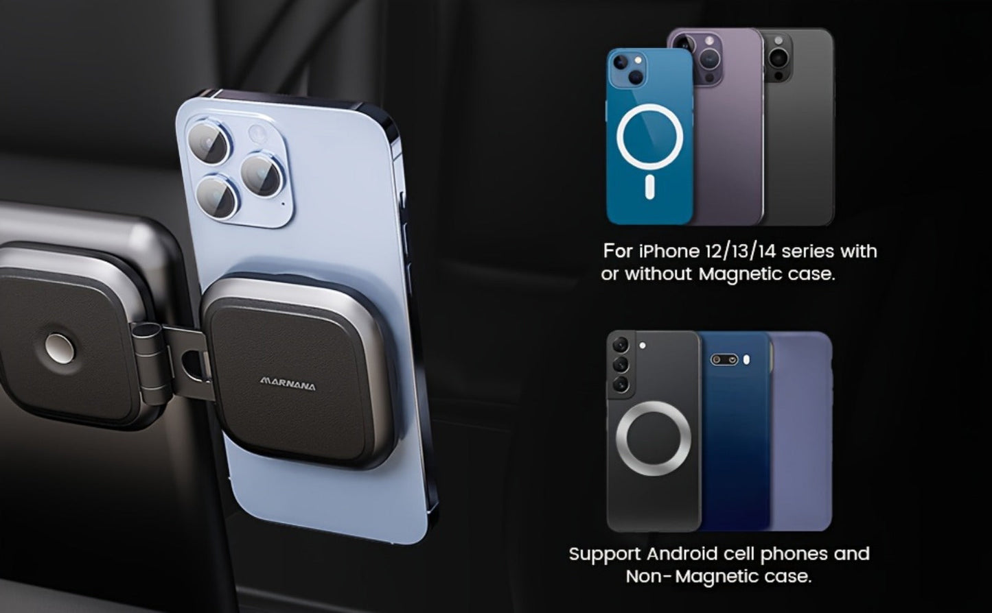 Foldable Magnetic Car Phone Mount for Pictured Model 3 or Model Y Center-Screen Installation