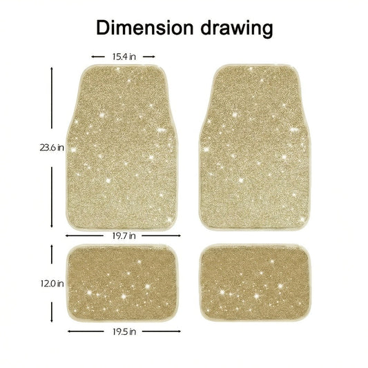 Crystal Bling Car Floor Mats for Women – Sparkling Diamond & Flash Glitter Universal Non-Slip Waterproof Auto Floor Pads