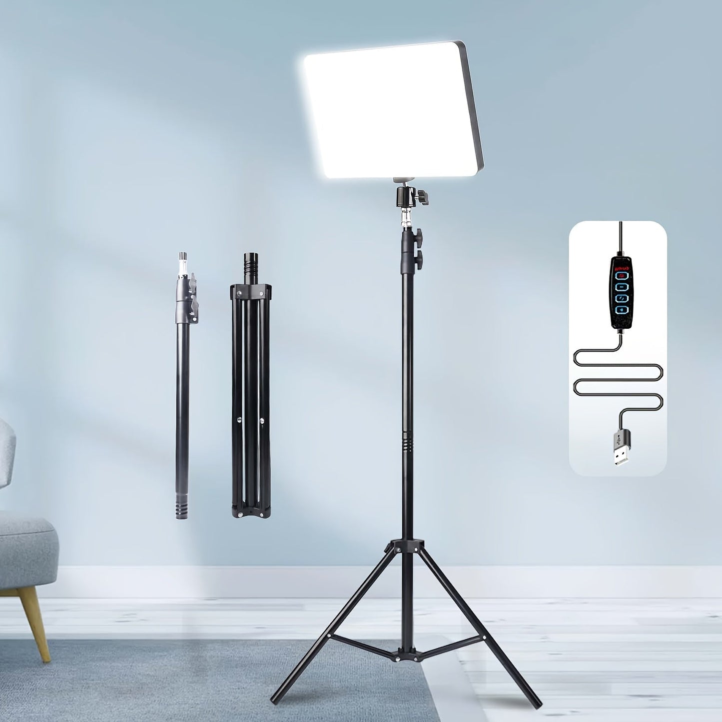 ZOMEI 10in LED Square Light Kit with 43.3in Tripod Stand & Phone Holder - Dimmable 3000K-6000K for an Everyday Personal Care Routine