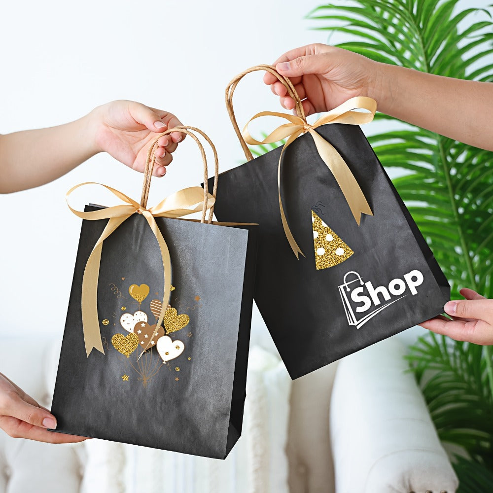 Paper Gift Bags with Handles 110pcs Bulk, Medium & Large Sizes, Shopping Bags for Small Business, Party Favor Bags
