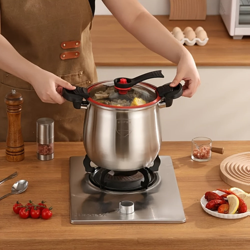 Stainless Steel Quick Cooking Pot with Lid Large, Food-Grade Non-Stick Scratch-Resistant Saucepan