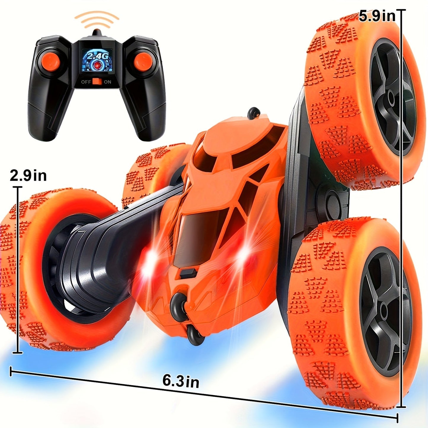 Remote Control Car, Double-Sided 360-Degree Flip Stunt Model with LEDs, 2.4GHz Control and 1400mAh Battery
