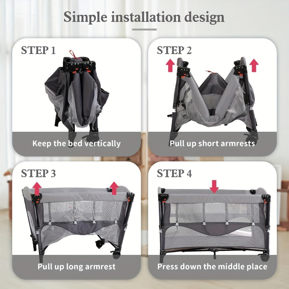 5-in-1 Foldable Baby Bassinet with Hidden Storage for Kids' Room detail image - detail view 8