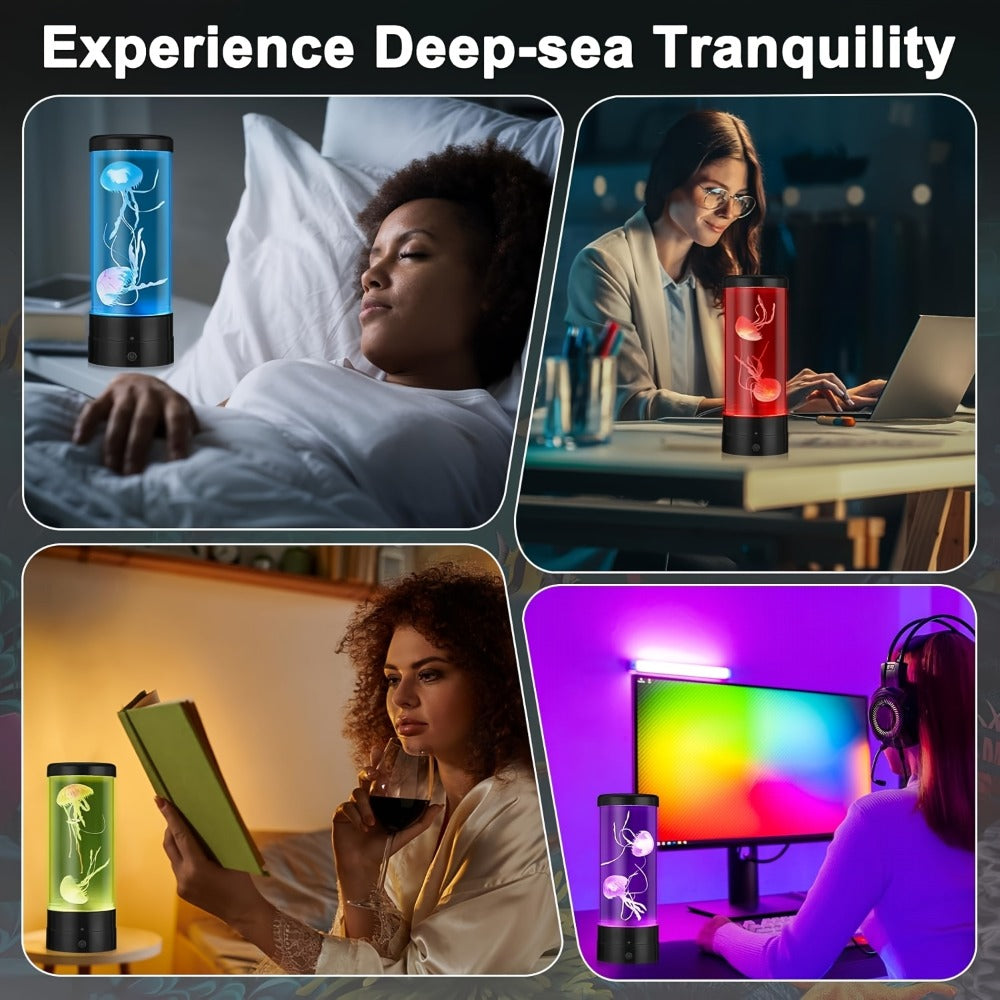 Jellyfish Lamp LED Floating 7 Color Mood Light, Electric Fantasy Jellyfish Tank Table Lamp for Home & Office Decor