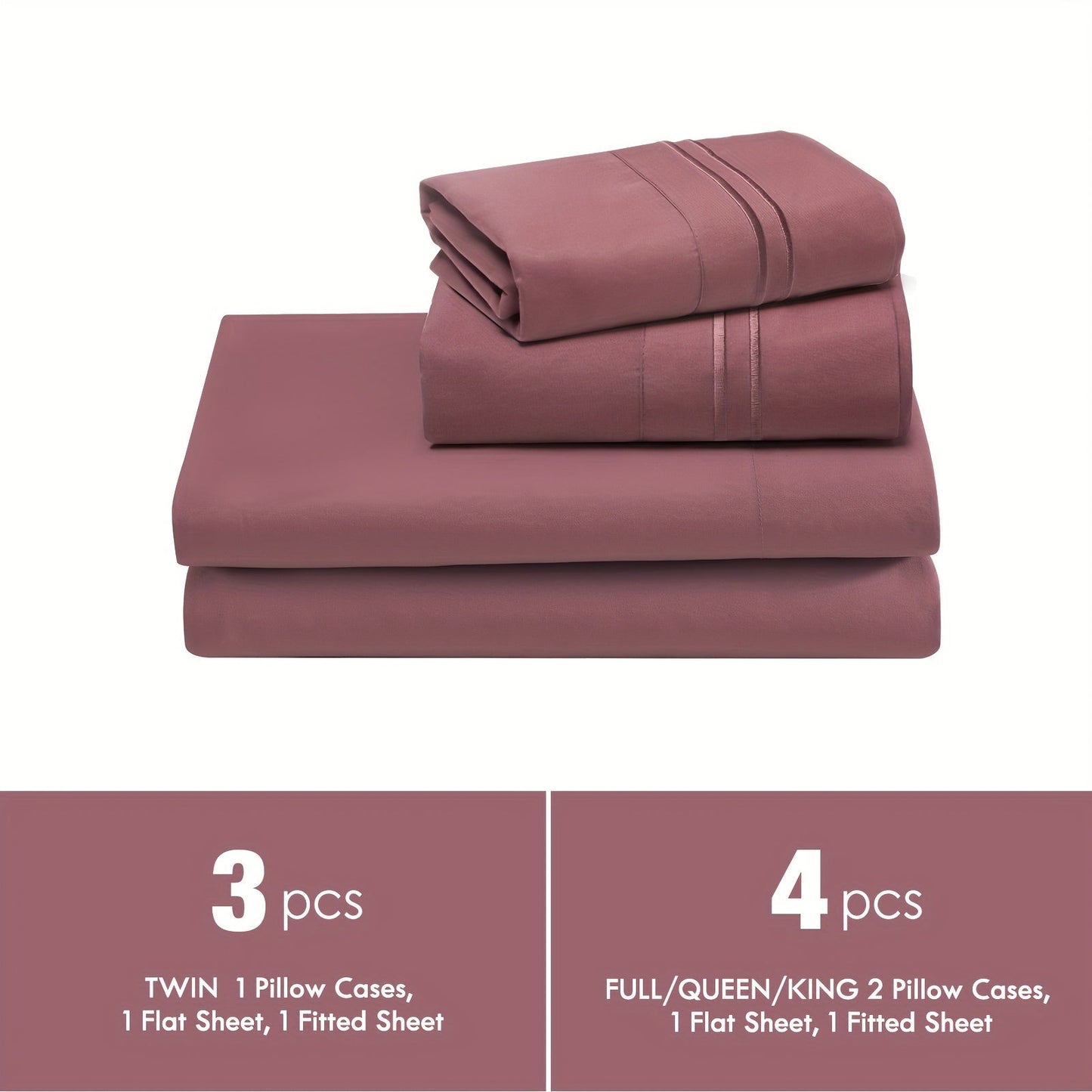 Fitted Sheet Set Deep Pocket | Soft Cooling Breathable Bedding 3-4pcs Fade-Resistant All-Season for Twin Full Queen King