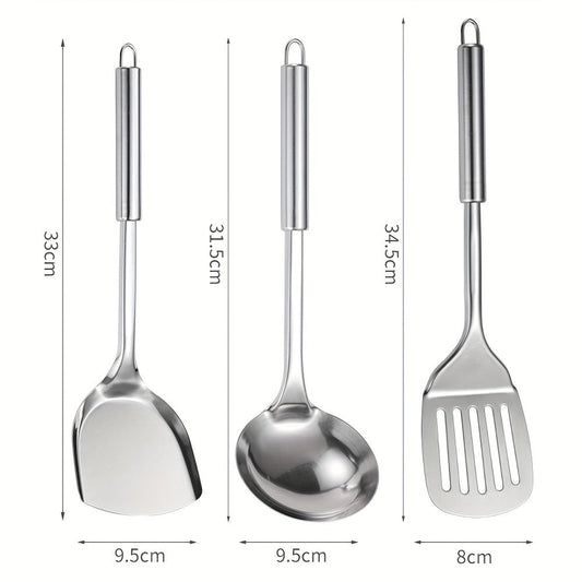 Kitchen Utensils Nine-Piece 304 Stainless Steel Set with Hanging Loops and Mixed Cooking Tools