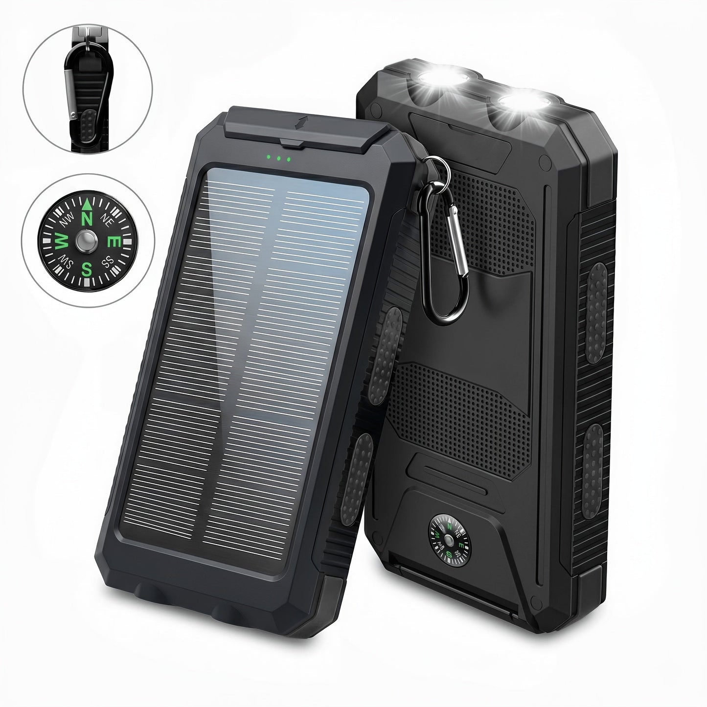 Power Bank for Camping, 20000mAh 40000mAh Portable Charger with Dual USB LED Flashlight & Compass – Waterproof External Battery Pack