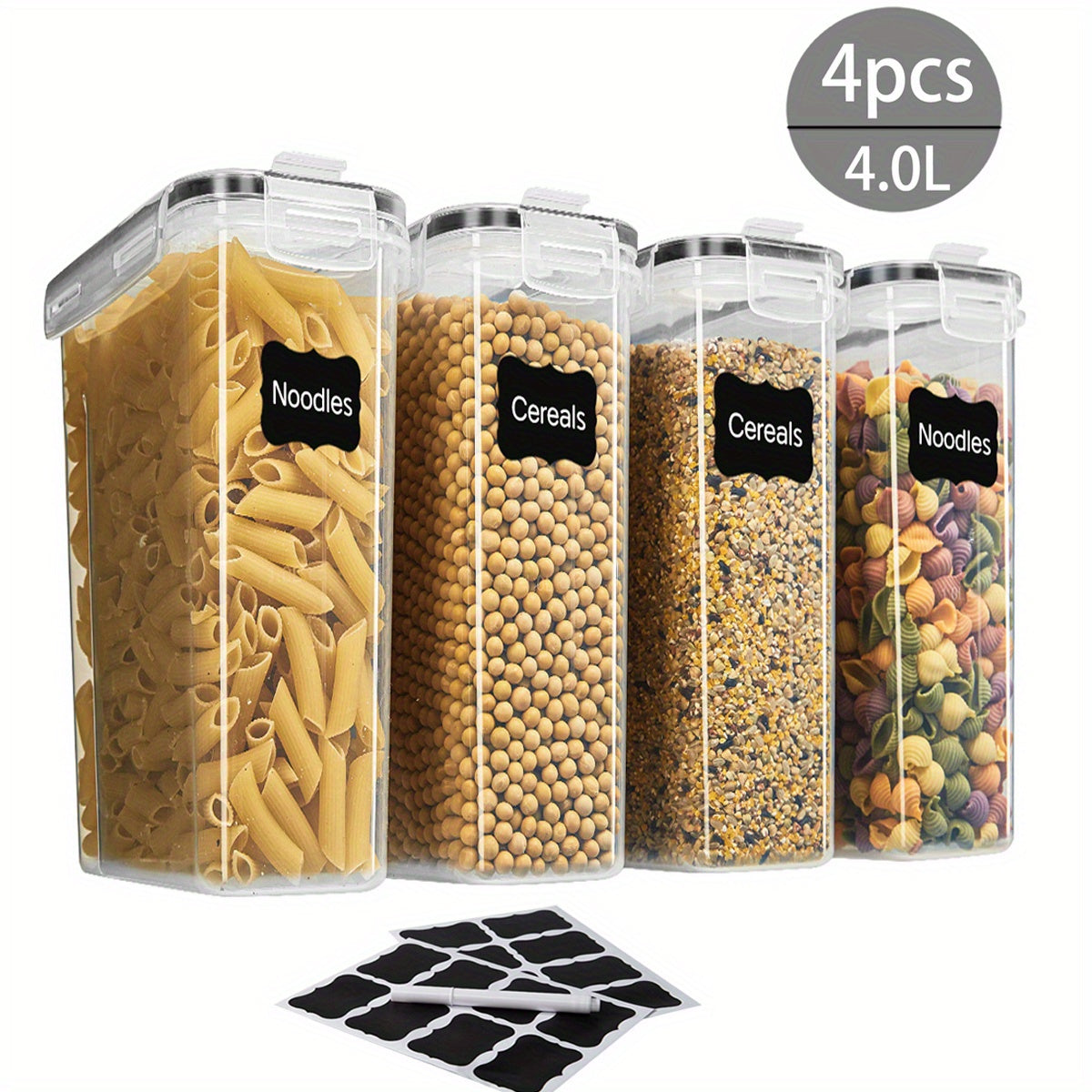 Pantry Jar Food Storage Organizer Eight-Piece Set with 84.54oz or 1.06-Gallon Canisters for Kitchen and Pantry Organization