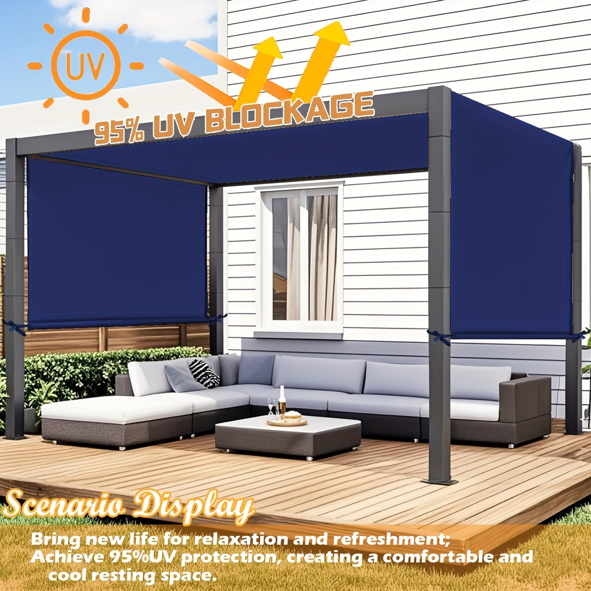Pergola Canopy Replacement Retractable UV Block | Patio Shade Cover