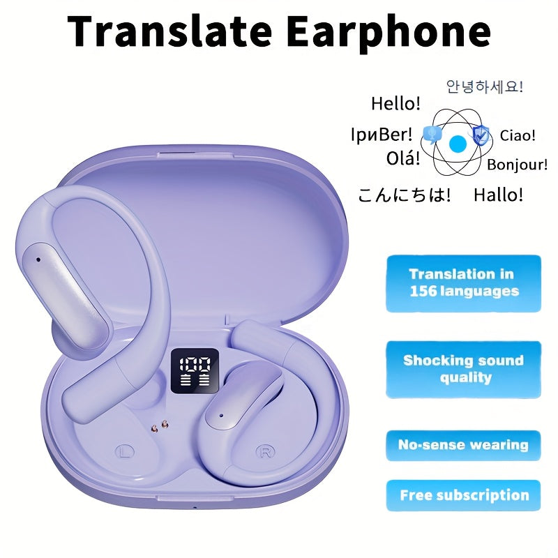 AI Translation Earbuds Bluetooth 5.4, 156 Languages Real-Time Two-Way Translation, Offline Mode, Audio Transcription & Photo Translation