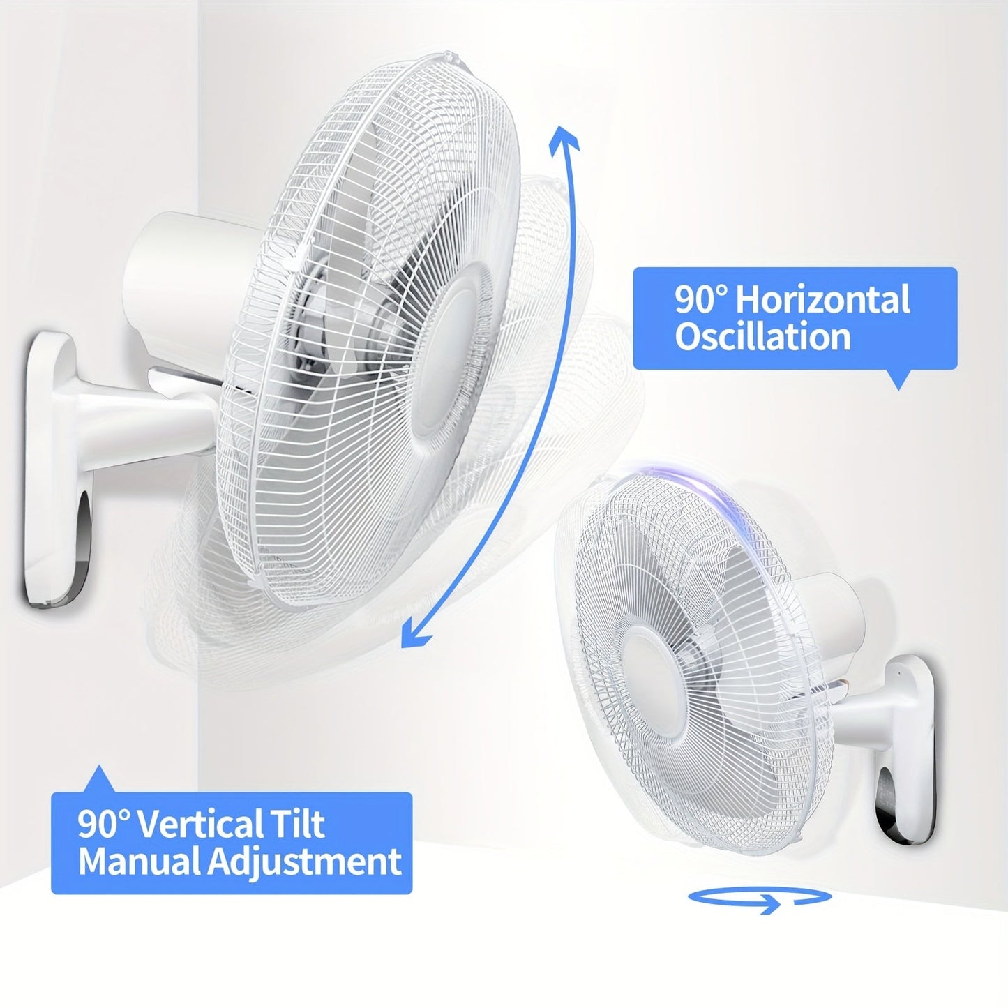 Wall Mounted Fan 18"/16" with 3 Speed Settings, Quiet Electric Fan for Home, Garage & Industrial Use