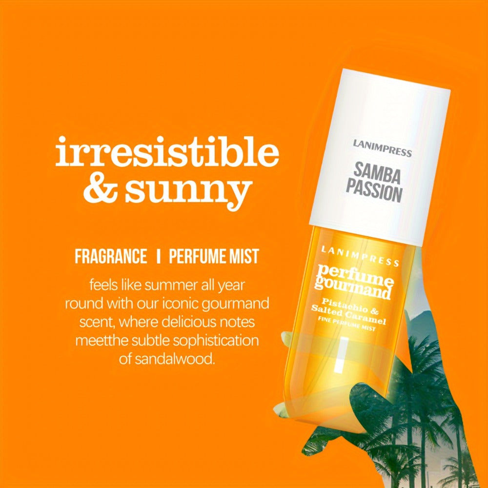 Hair & Body Perfume Mist for Women 3oz Samba Passion Gourmand Sweet Fragrance Spray Moisturizing Long Lasting Dual Use Fine Mist Travel Size