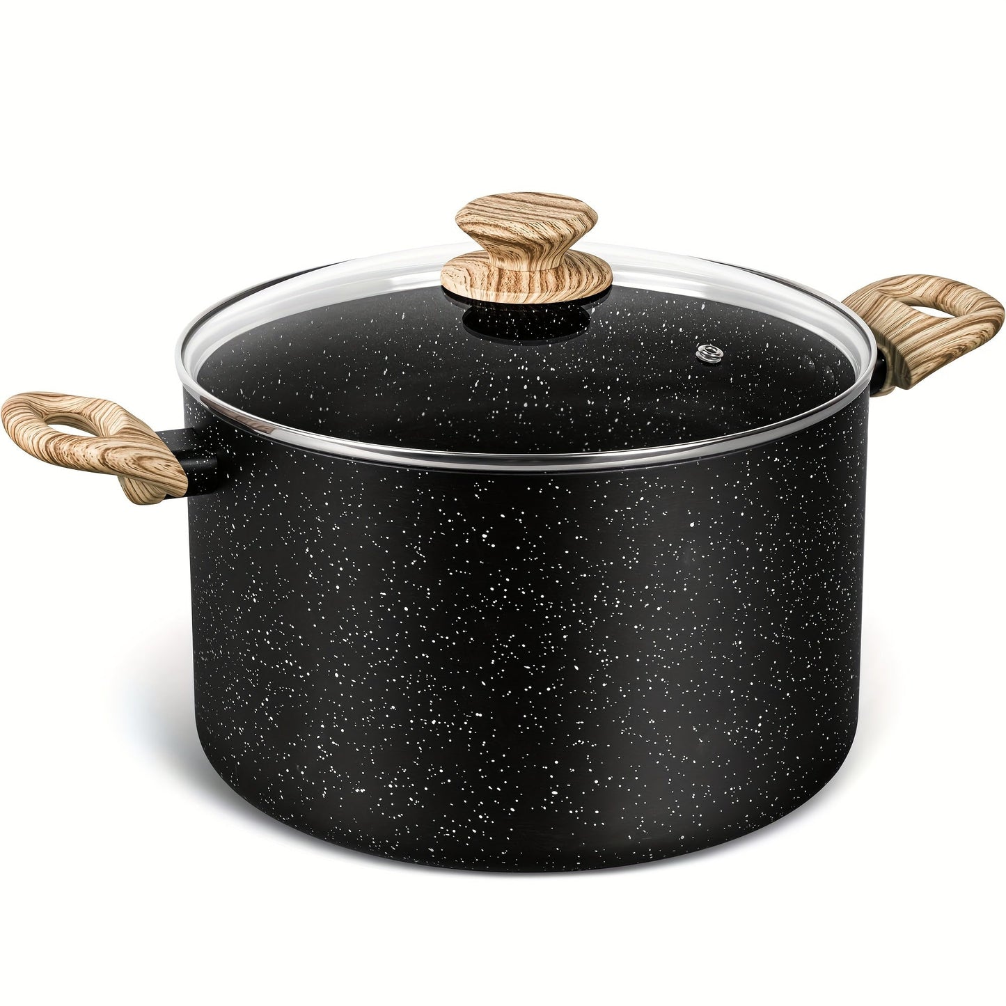 Nonstick Stock Pot Granite Soup Pot with Lid Induction Compatible Aluminum PFOA Free Stay for Entryways, Bedrooms and Living Spaces