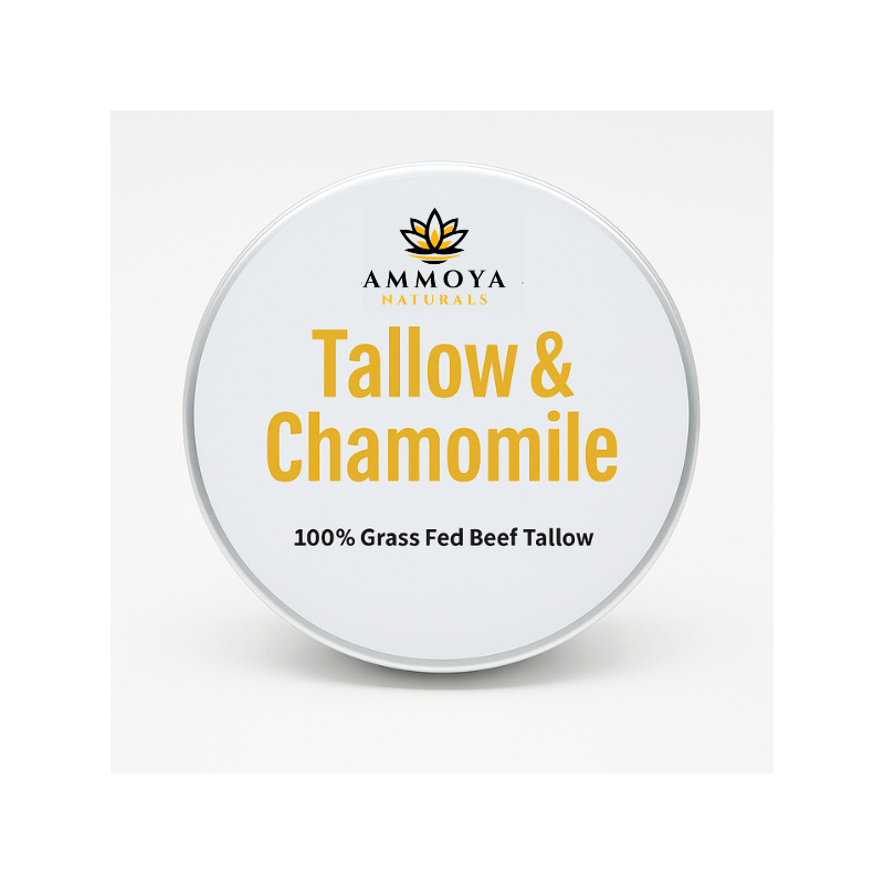 Tallow Balm Grass-Fed Natural Moisturizer for Dry Skin – Deep Hydrating Handcrafted Body Balm 3 Scents Chamomile Rose Honey Frankincense