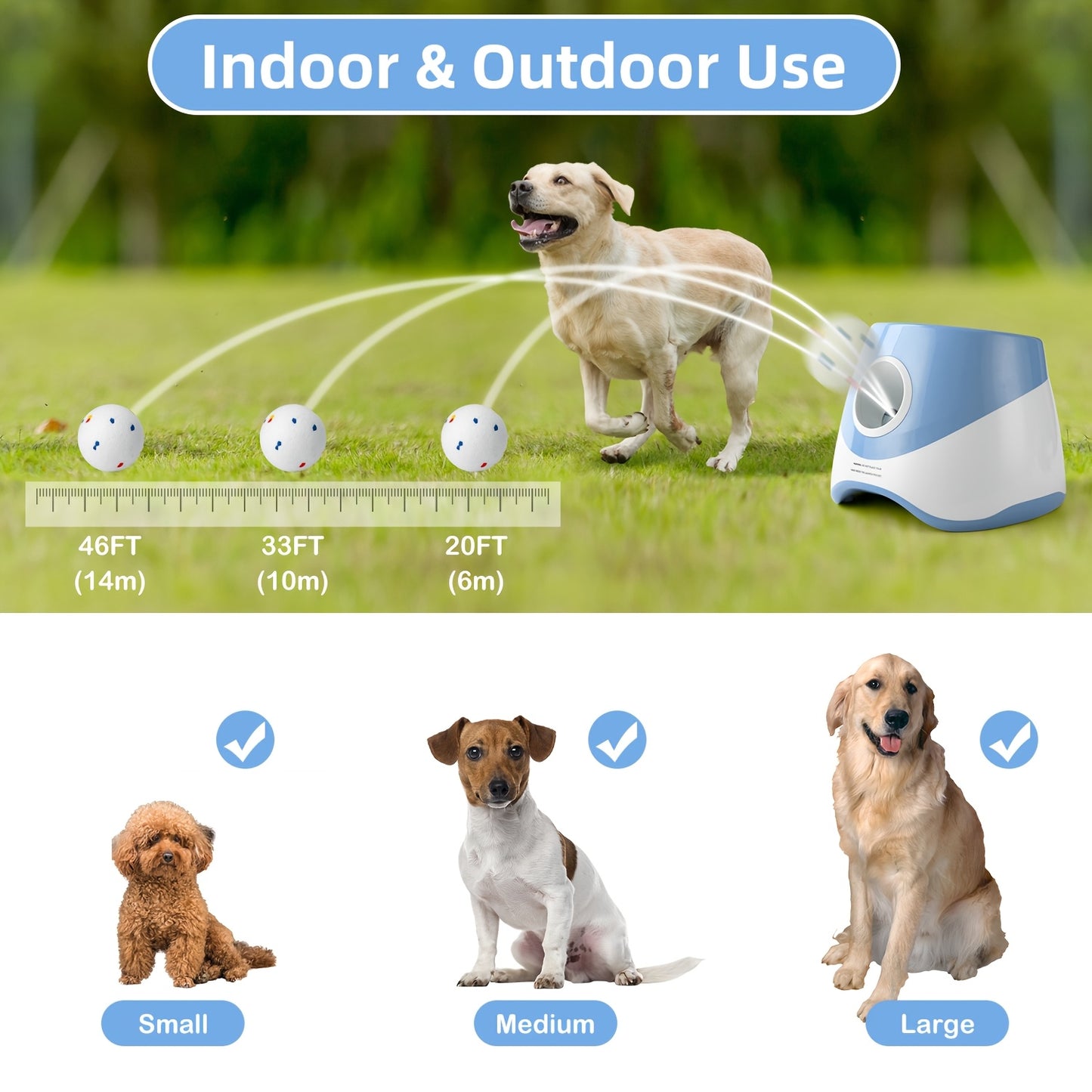 Dog Ball Launcher Automatic – 3-Speed Adjustable Ball Thrower Machine with 3 Chew-Proof Tennis Balls, Safe Low Voltage Under 36V