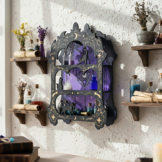Wooden Floating Shelf for Crystals – Wall Mounted Crystal Display Shelf Rock Gem Stone for Laundry Rooms, Closets and Home Organization