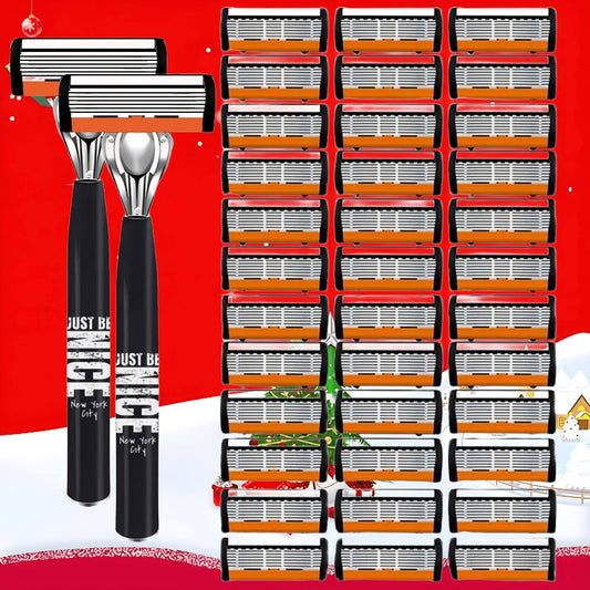 Men's Safety Razor Set with Replacement Blades - Handle Double Edge Razor for Shaving & Beard Grooming