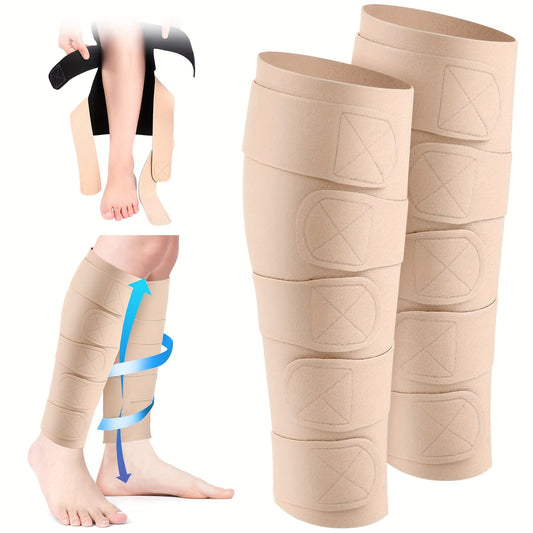 Compression Leg Wraps 2pcs Adjustable Lower Leg Support – Shin Splint Wrap for Leg Heaviness, Fatigue & Swelling Relief