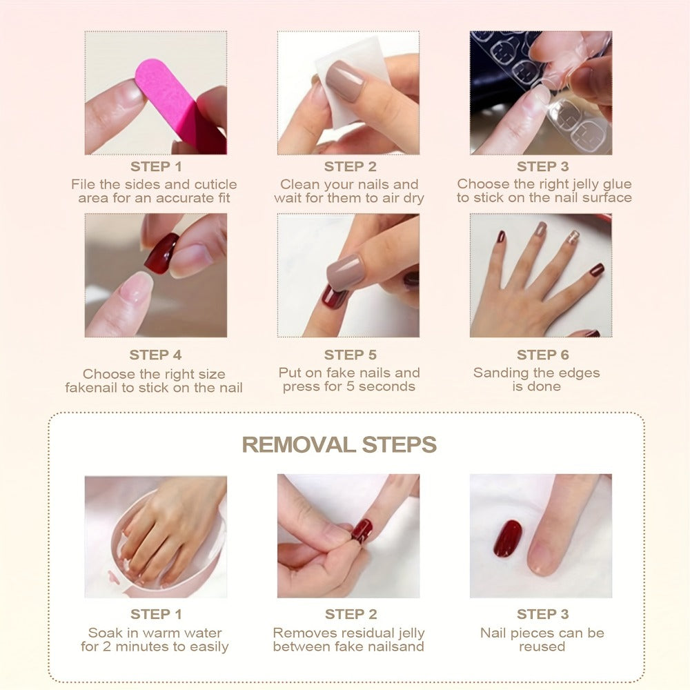 Press On Nails 10-Piece Extra-Long Pointed Almond Set with Silvery Rhinestones, Charms and Adhesive Stickers