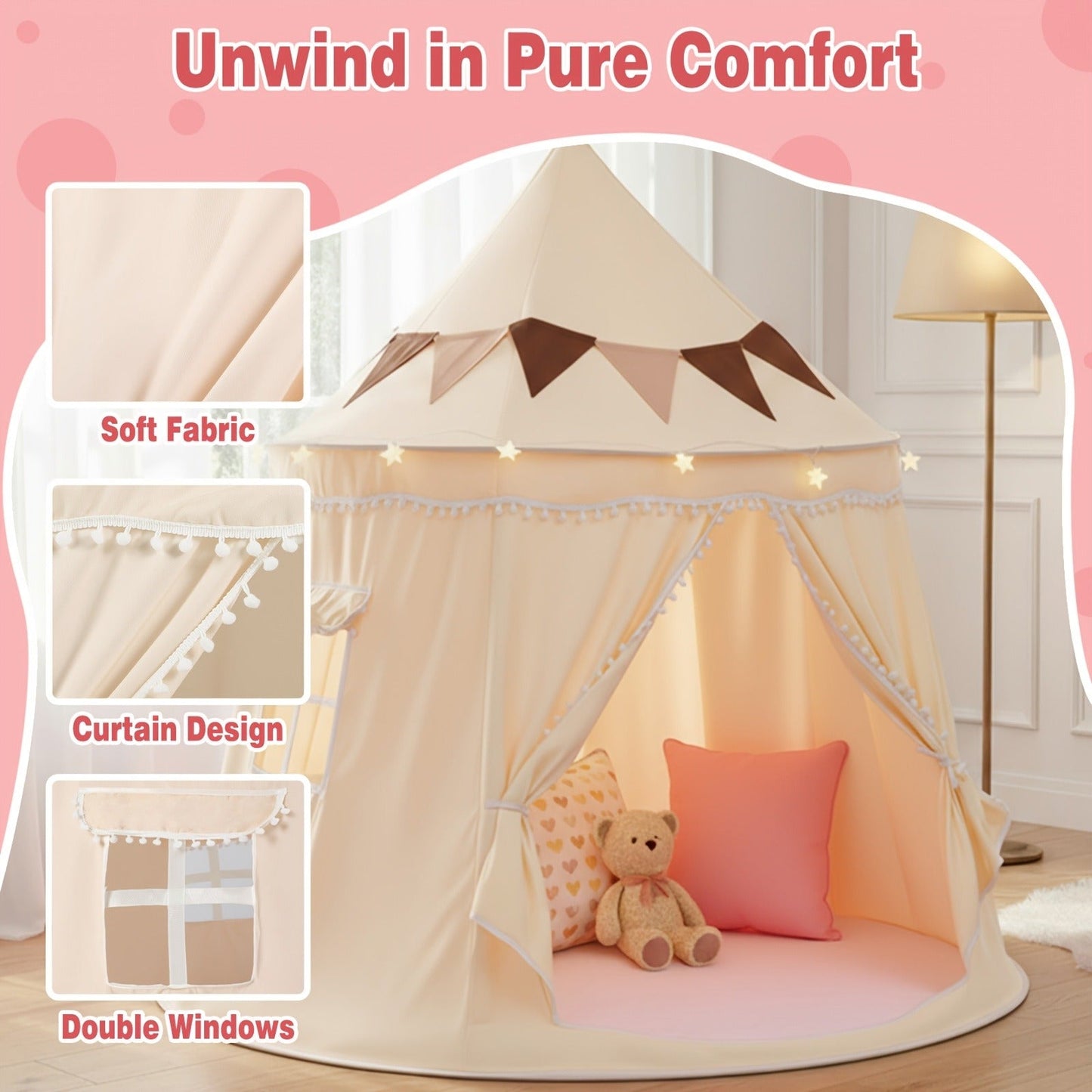 Pop-Up Dome Pet Tent in Three Colors with Basic or Mat, Star Lights and Flag Accessory Options