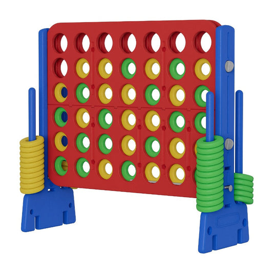 Height Adjustable Giant Connect 4 Game 33-37 Inch, Jumbo 4-in-a-Row Outdoor Yard Game with Quick Release Slider for Teens