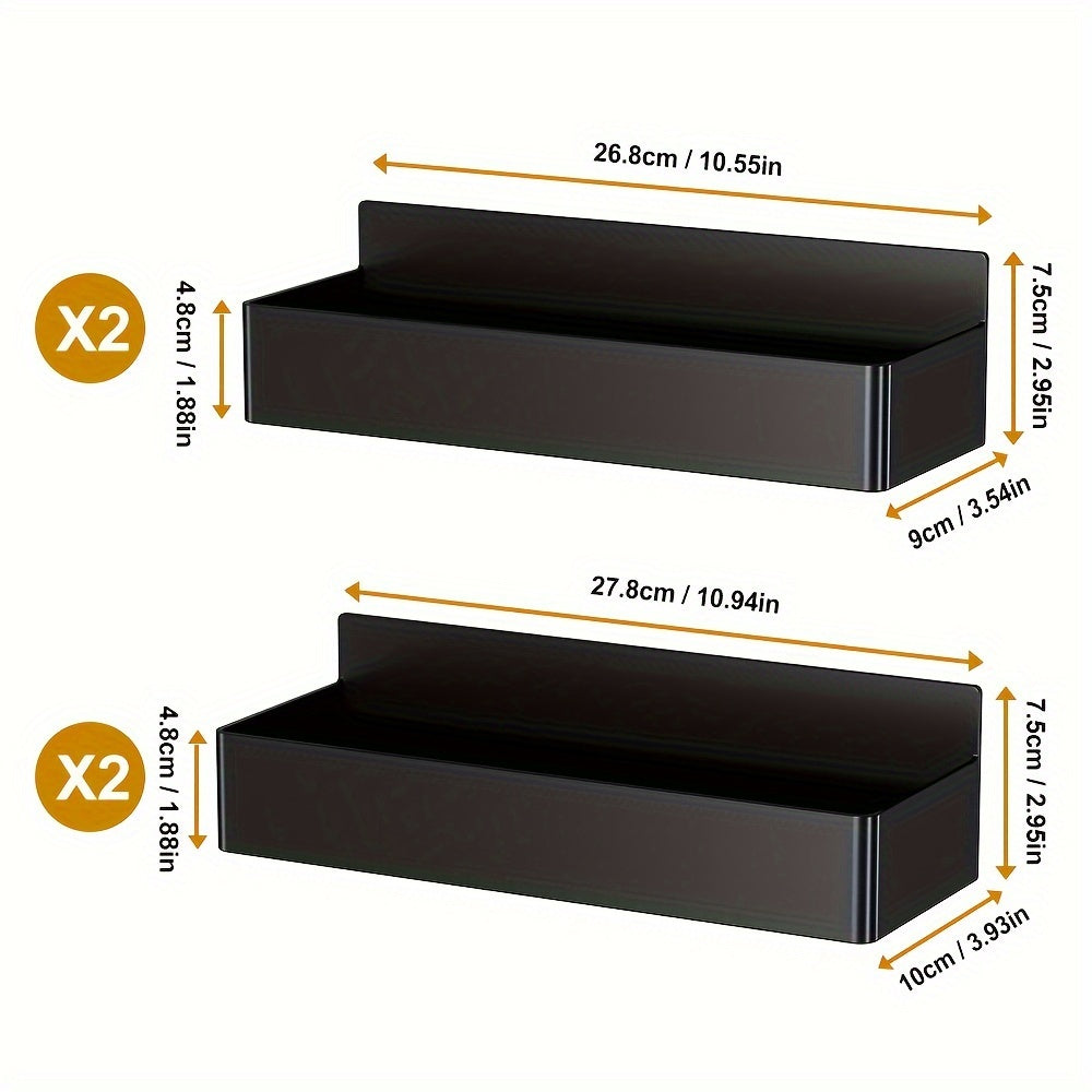 Magnetic Refrigerator Spice Rack Trays in Black or White with Two- or Four-Piece Set Options