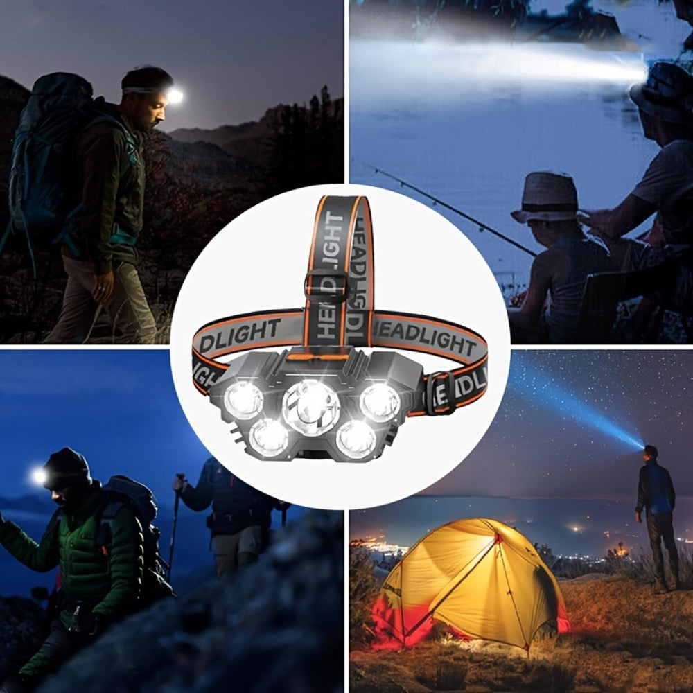 LED Headlamp 4pcs Set - Rechargeable Outdoor Headlamps with 4-Speed Dimming Adjustable Angle for Entryways, Bedrooms and Living Spaces