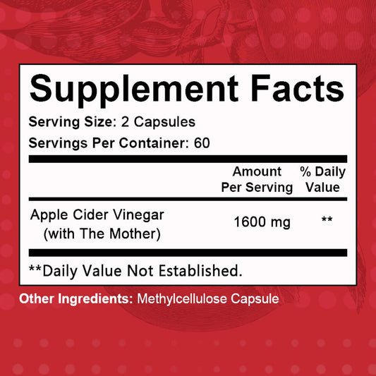 Apple Cider Vinegar Capsules 1600mg with Vitamin & Mineral Blend, Digestion for Bath Time, Home Spa and Personal Care