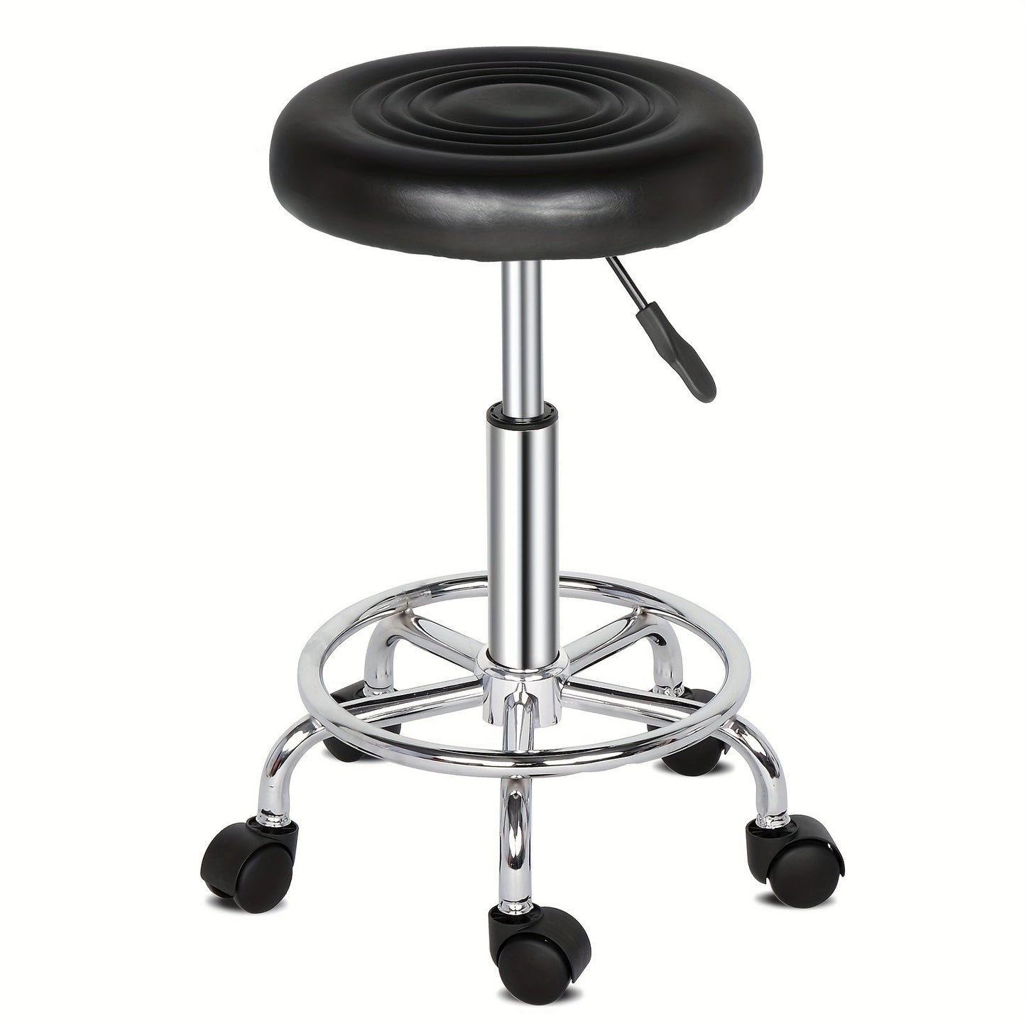 Saddle & Round Salon Stool with Backrest 360-Degree Swivel, Adjustable Height Professional Chair for Salon