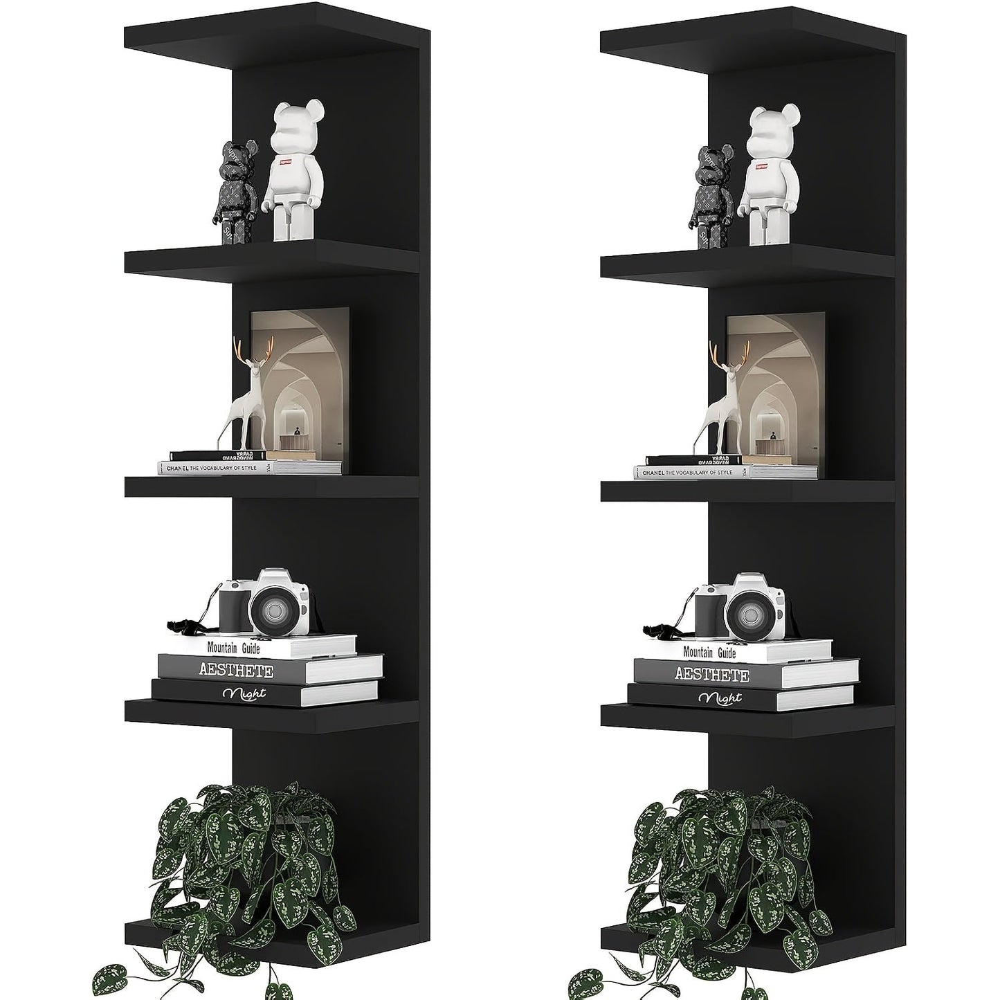 5-Tier Floating Wall Shelf Wall-Mounted Storage Rack 31.5" - Space Saving Display Shelves for Entryways, Bedrooms and Living Spaces