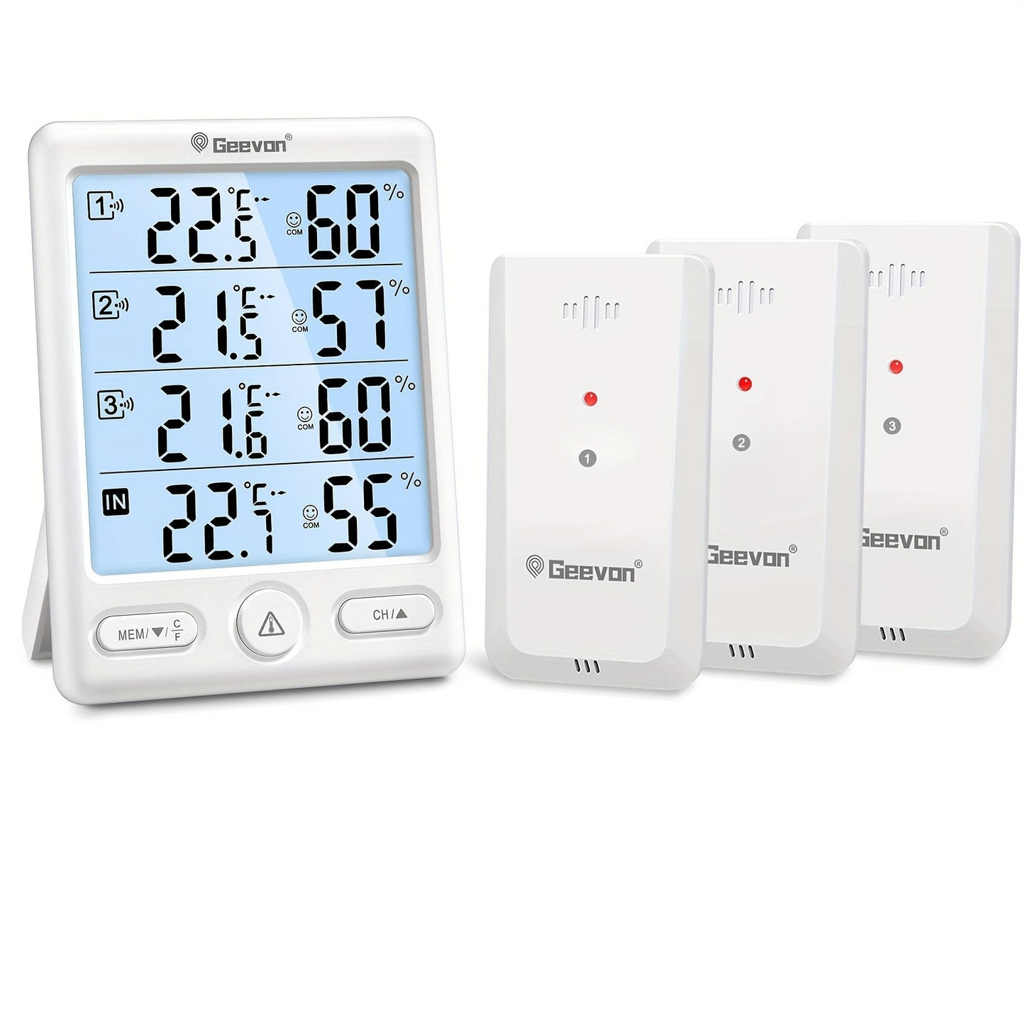 Indoor Outdoor Thermometer Wireless with 3 Remote Sensors - Digital Hygrometer Temperature Humidity Monitor