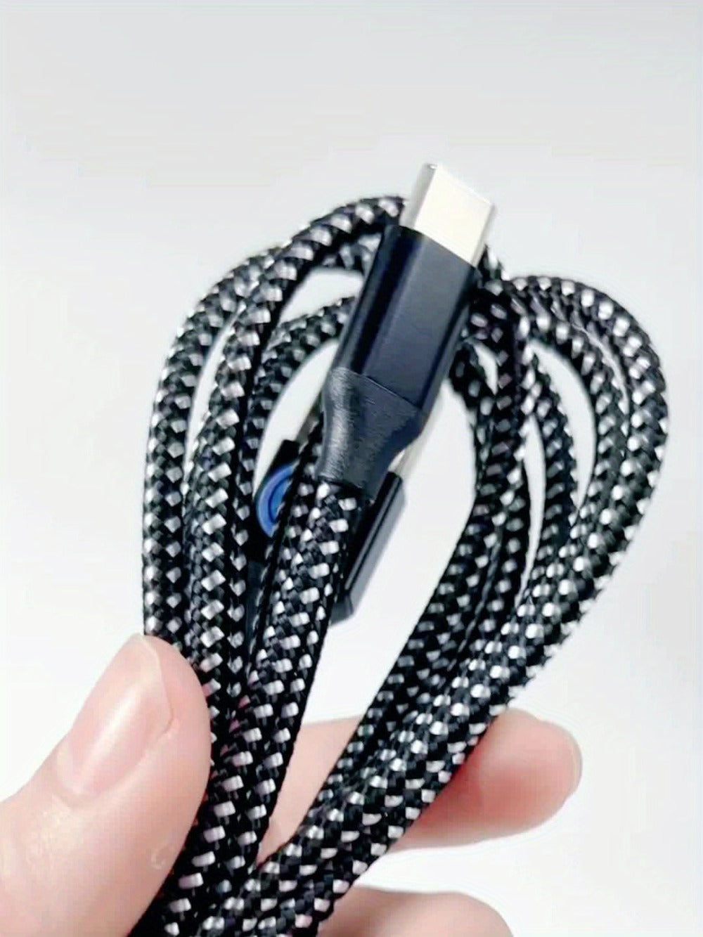 Five-Pack Braided USB-A to USB-C Charging Cables in 3.3, 6.6 and 10 ft Lengths, Black and White