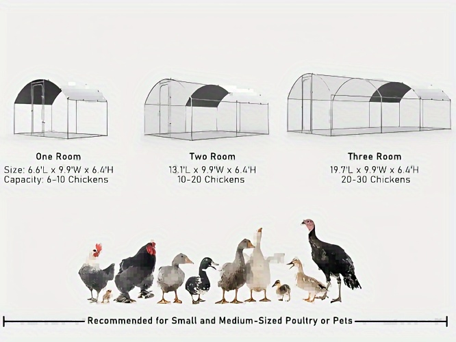 Walk-in Chicken Pen Large Metal Outdoor Poultry Enclosure Cover Yard Cage for Chickens Ducks Rabbits 3 Sizes Available