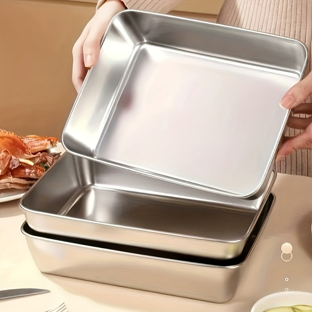 Storage Containers with Lids, Five-Piece Stainless Steel Plate Set with Five Flip-Top Lids for Hand Washing