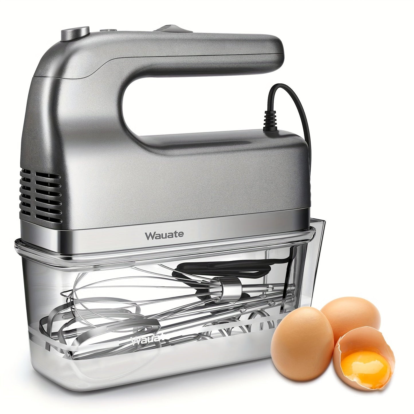 Electric Hand Mixer 6-Speed with Turbo, 5 Stainless Steel Attachments, Snap-On Storage Case, Handheld Mixer for Whipping