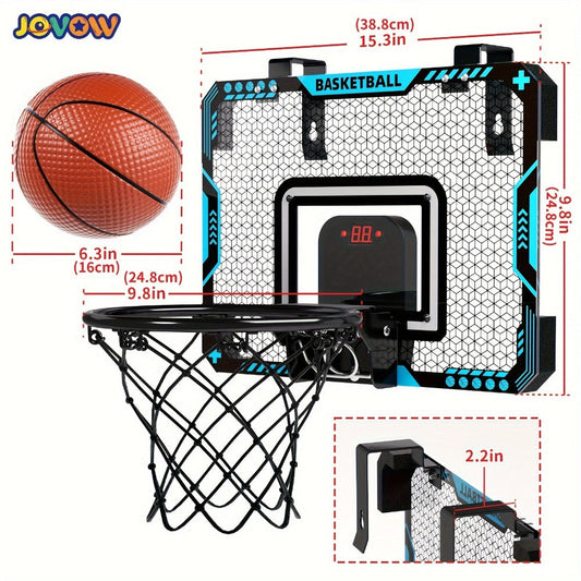 Over Door Basketball Hoop with LED Lights & Electronic Scoreboard, Mini Hoop Set with 4 Balls for Kids Teens Adults