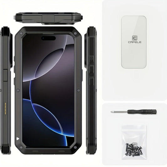 Metal Silicone Heavy Duty iPhone Case Full Body Protection – Anti-Drop Dustproof Shockproof Cover for iPhone 11 12 13 14 15 16 17 Air Plus