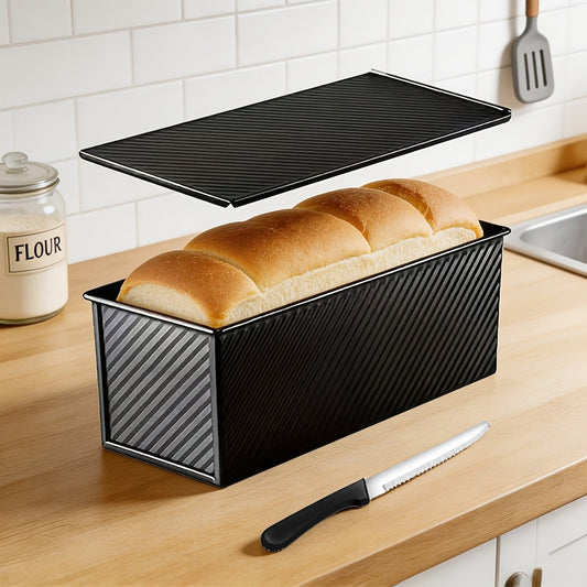 Pullman Loaf Pan with Lid, Extra Large 12.3x4.7x4.3 Inch Sandwich Bread Pan with Vent Holes