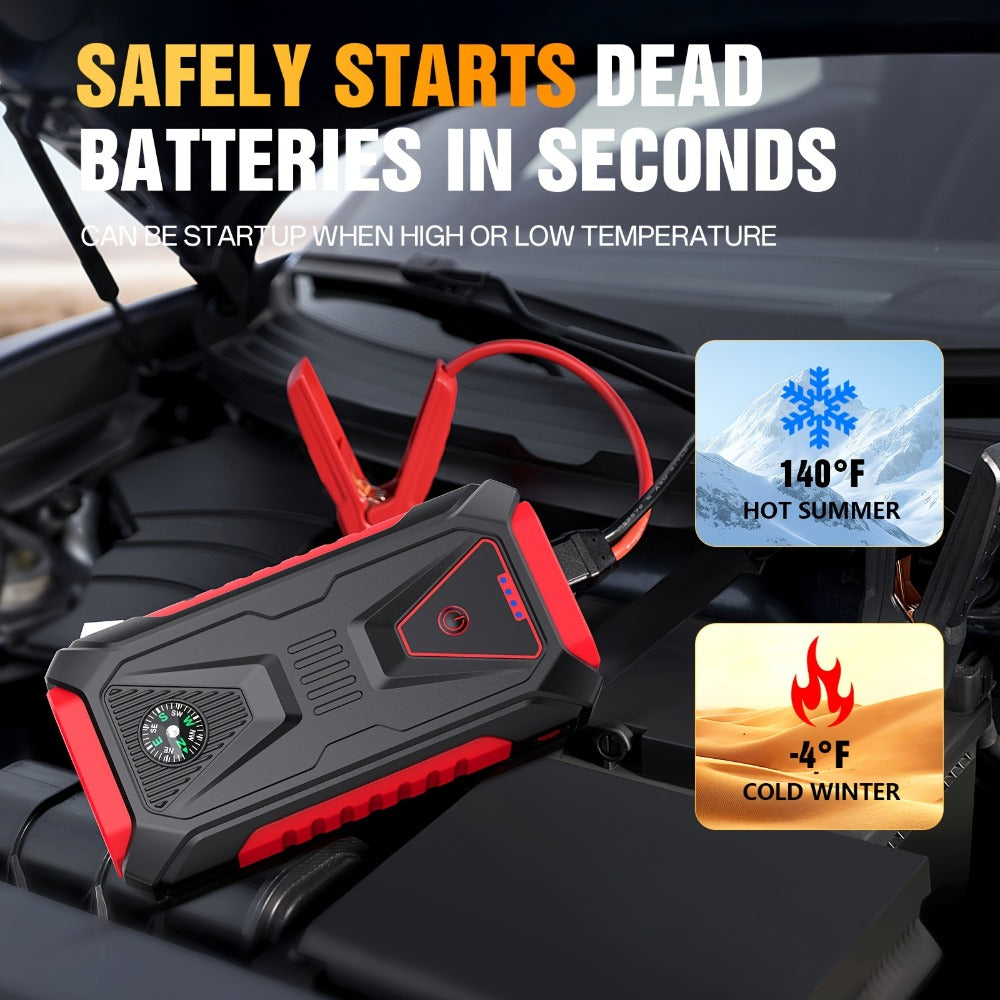 TM26 Jump Starter with 74Wh Checkout Label, Red-and-Black Case, Clamp Leads and Digital Display