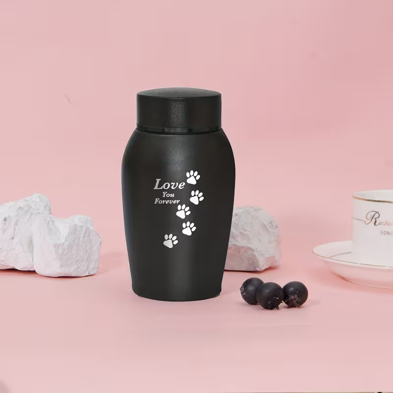 Pet Cremation Urn Stainless Steel Paw Print with Love You Forever Inscription, Secure Seal Large Ash Keepsake Box for Dogs Cats Up to 50lbs