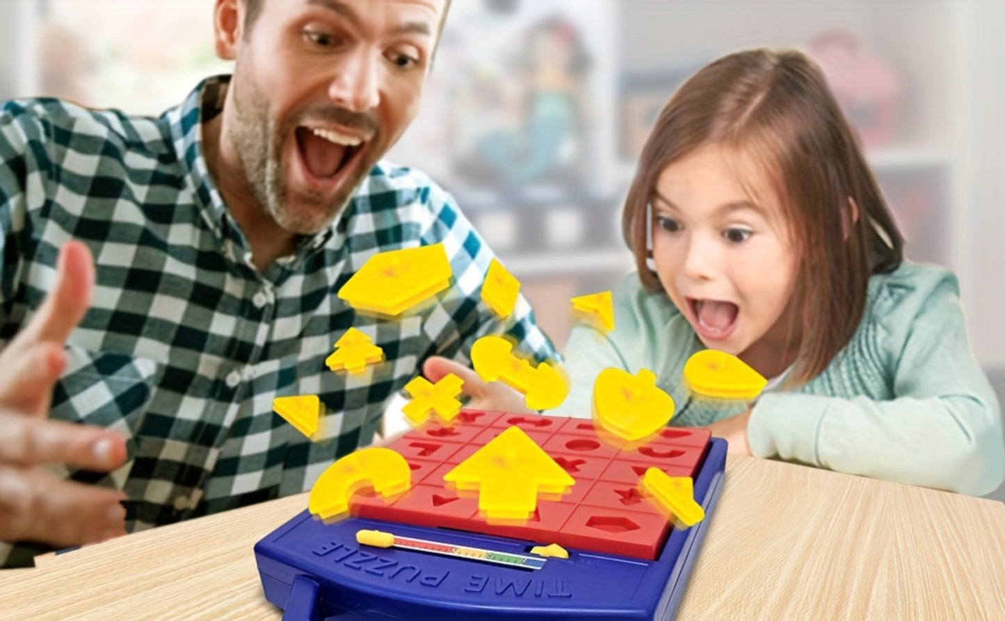 Shape Puzzle Pop-Up Board Game for Kids, Interactive Timer Matching Game with 3 Difficulty Levels