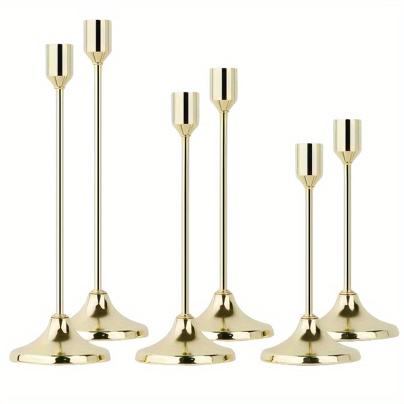 Metal Candlesticks Set of 6, Taper Candle Holders for Wedding Centerpiece, Christmas, Halloween, Thanksgiving